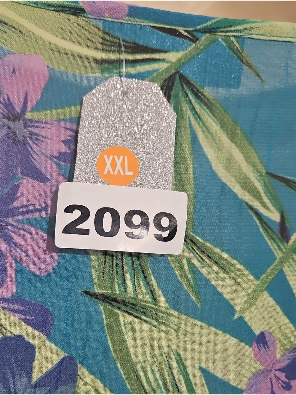 Catherines Plus Size 22-24W Teal Tropical Boho Tunic Crochet Lace Top XXL Summer - Picture 15 of 17